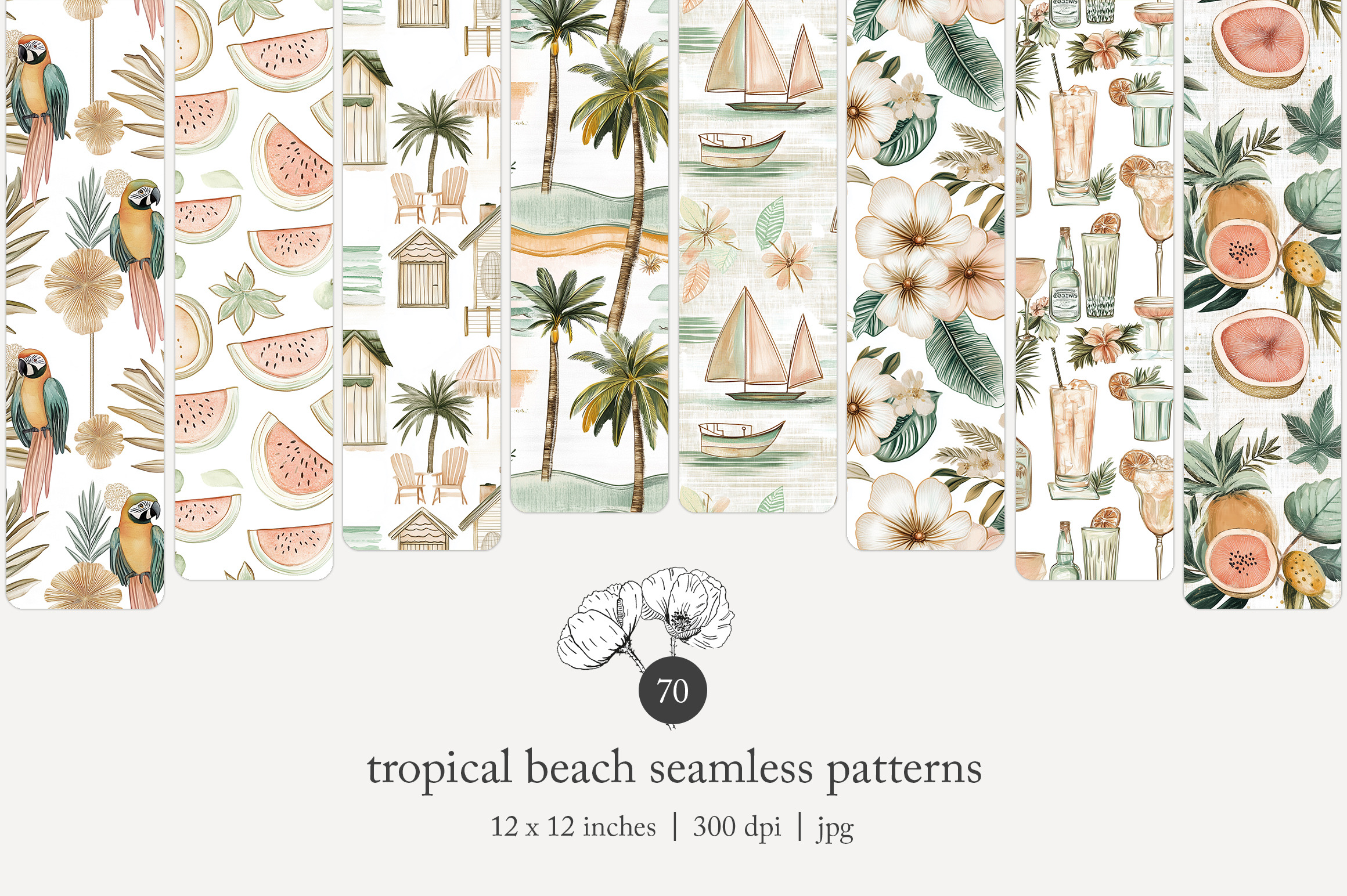 70 tropical beach seamless pattern, a Pattern Graphic by Poppy Lane Studio