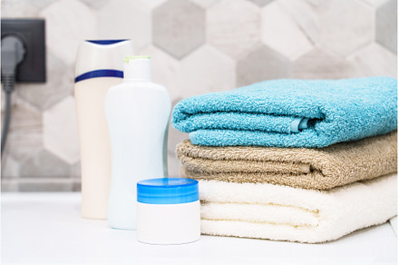 Clean towels and cosmetic products, a Beauty & Fashion Photo by Nadia-nb