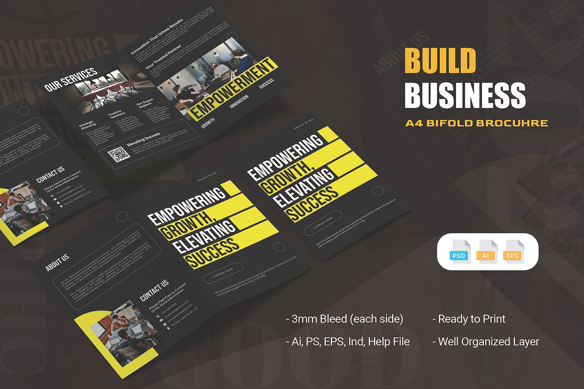 Build Business - Bifold Brochure, a Brochure Template by AQR Studio (Photo 1 of 2)