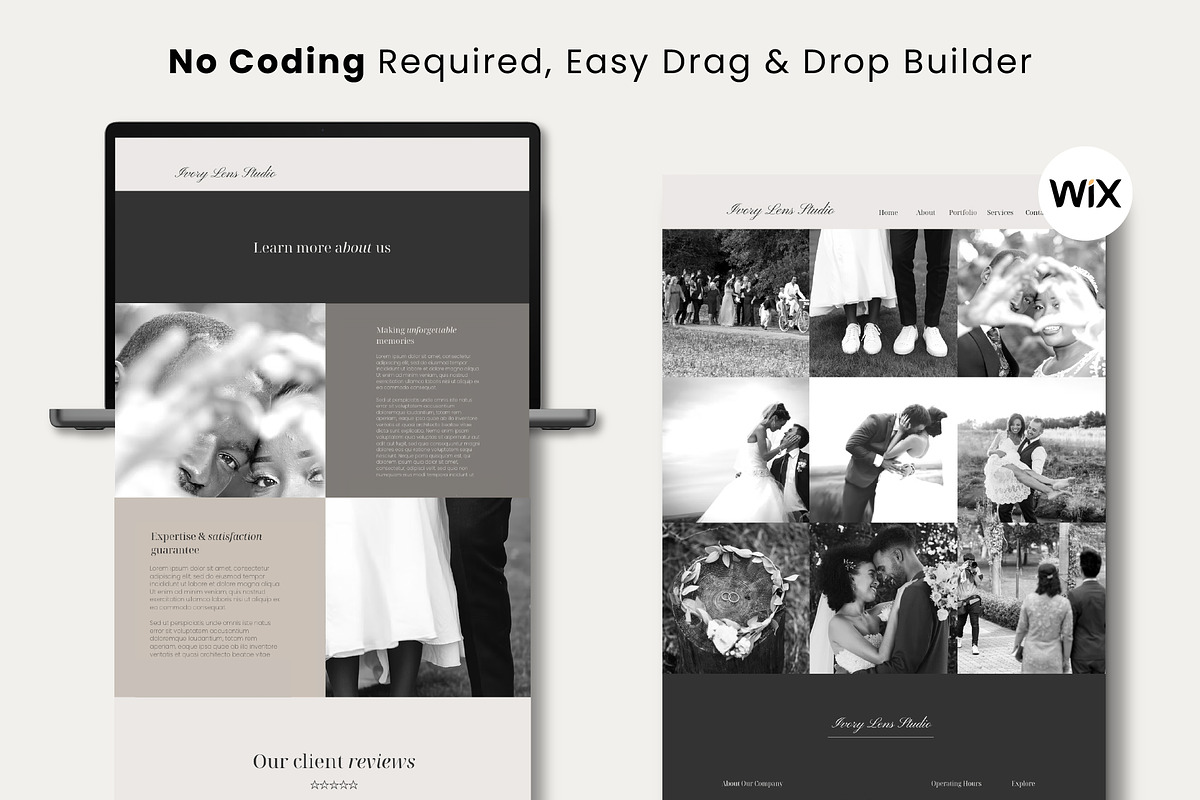 Wix Wedding & Photography Website, a Wix Template by Sky Dore Design (Photo 7 of 11)