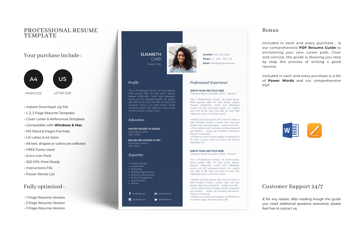 Resume Template 5 Pages with Photo, a Resume Template by GraphicFlava (Photo 1 of 8)