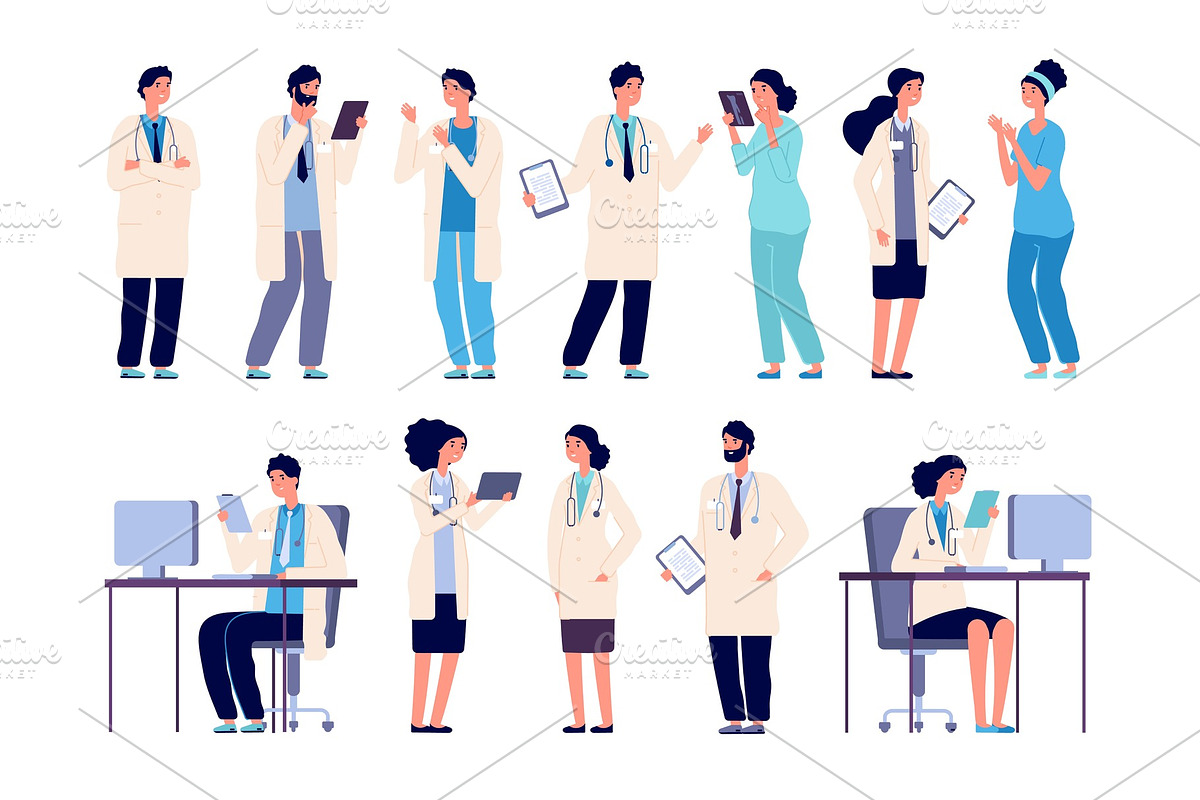 Doctor characters. Medical hospital, a Background Graphic by Valerie Bodnar