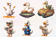 Blocky-Style Funny Goose PNG Bundle, an Illustration by CreationArt (Thumbnail 8 of 9)