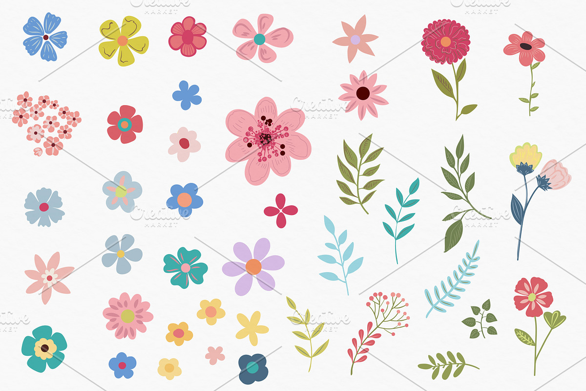 Ditsy vector flower patterns,clipart, a Pattern Graphic by FleurArt (Photo 4 of 8)
