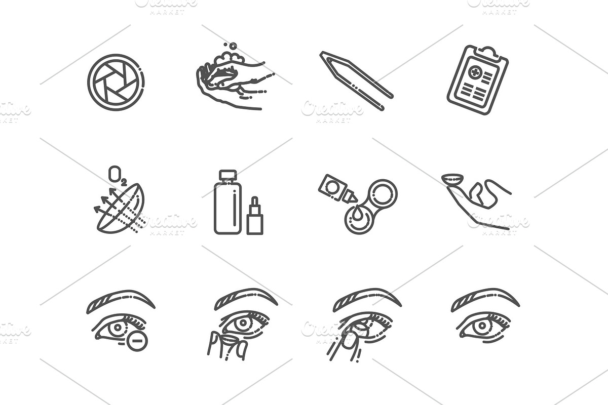 Contact Lenses Icon Set, an Object Graphic by Tettygreen (Photo 2 of 3)