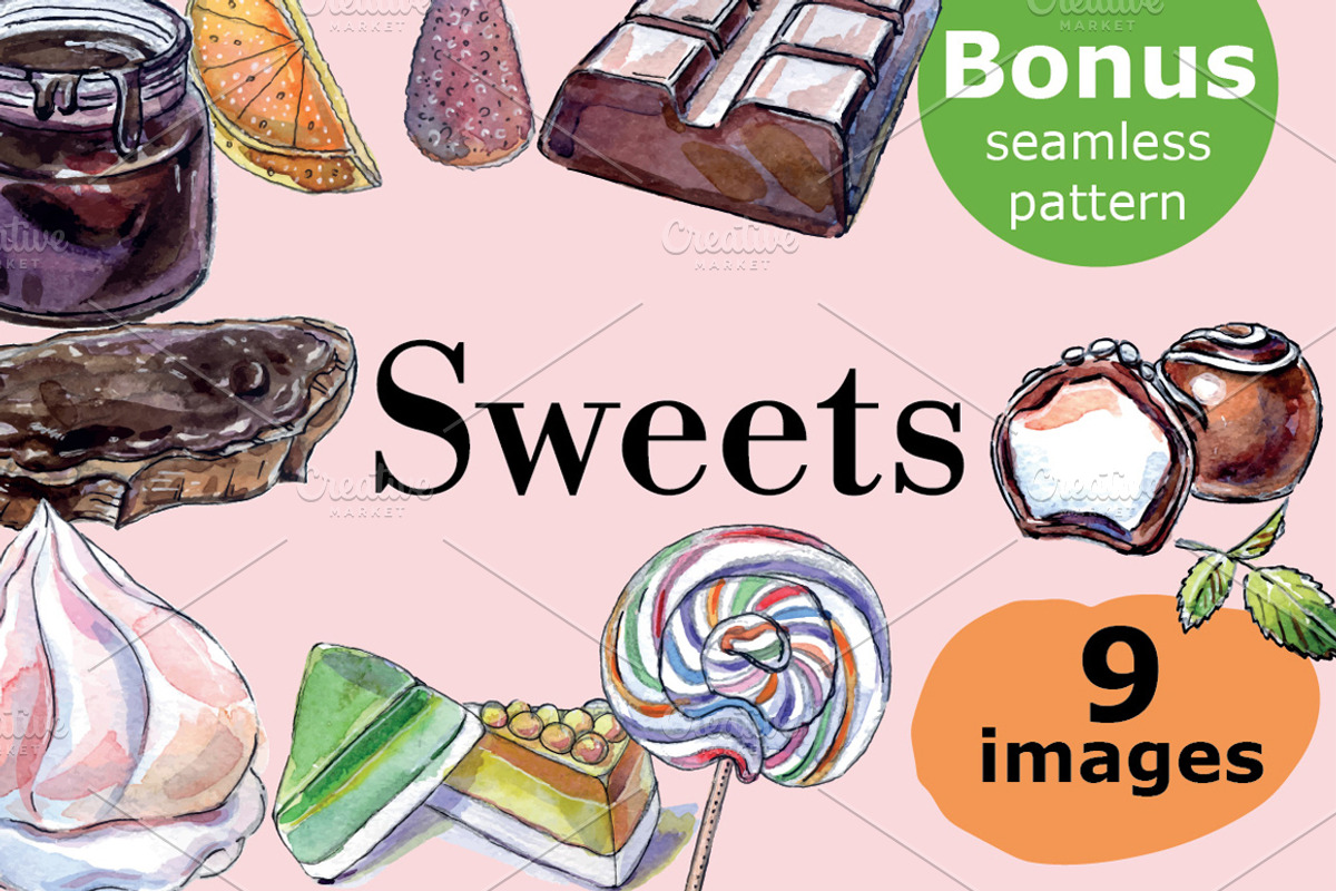 Watercolor sweets, a Food Illustration by miminoshka (Photo 1 of 10)