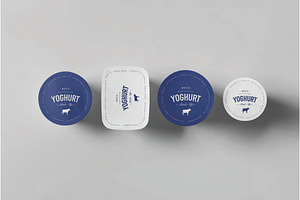 Top View Of Four Yoghurt Lids Mockup, a Packaging Mockup by DesignRushMarket