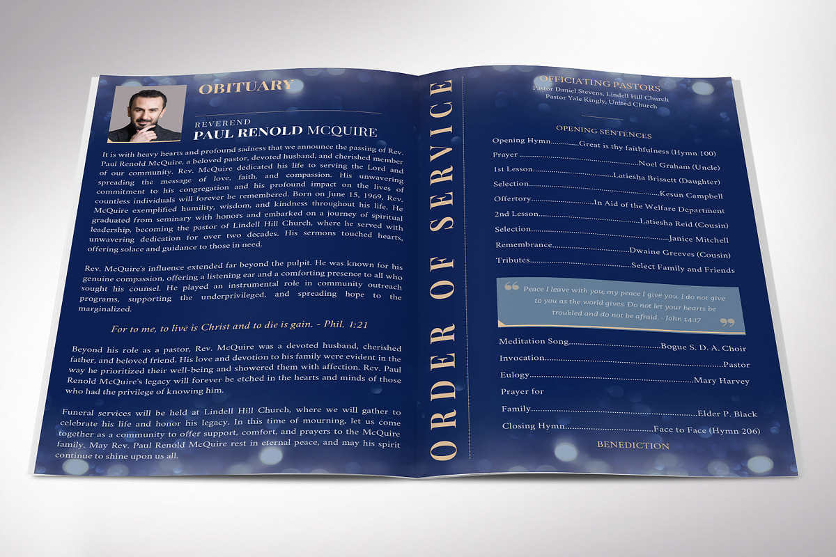 Blue Life Funeral Program Template, a Brochure Template by Godserv Designs (Photo 3 of 11)