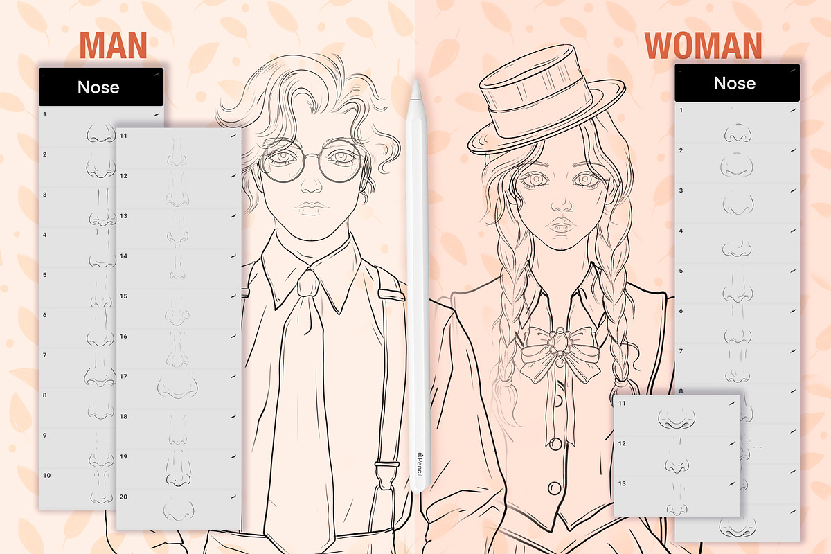 PROCREATE VINTAGE CHARACTER CREATOR, a Brush Add-On by AlexandraArt (Photo 6 of 11)