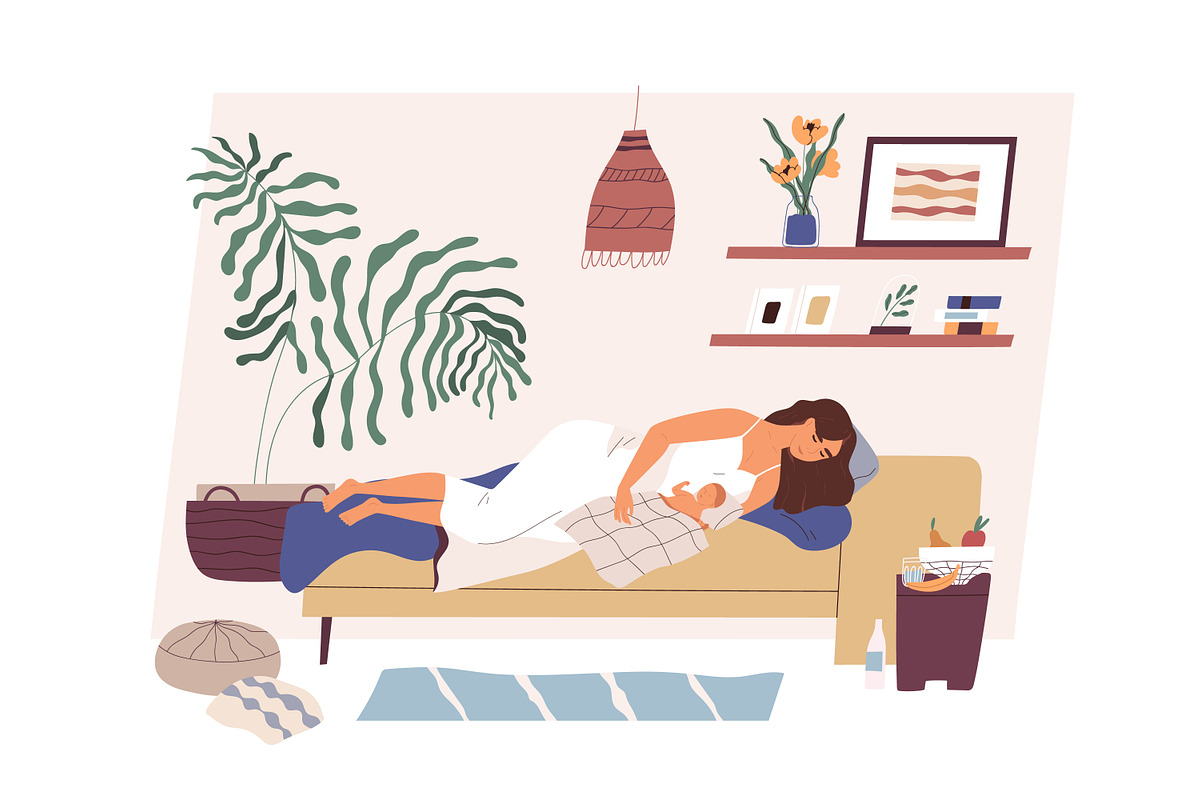 Mother sleeping with newborn baby, a Person Illustration by Good Studio (Photo 1 of 3)
