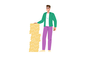 Successful businessman standing next, a Finance Illustration by pikepicture