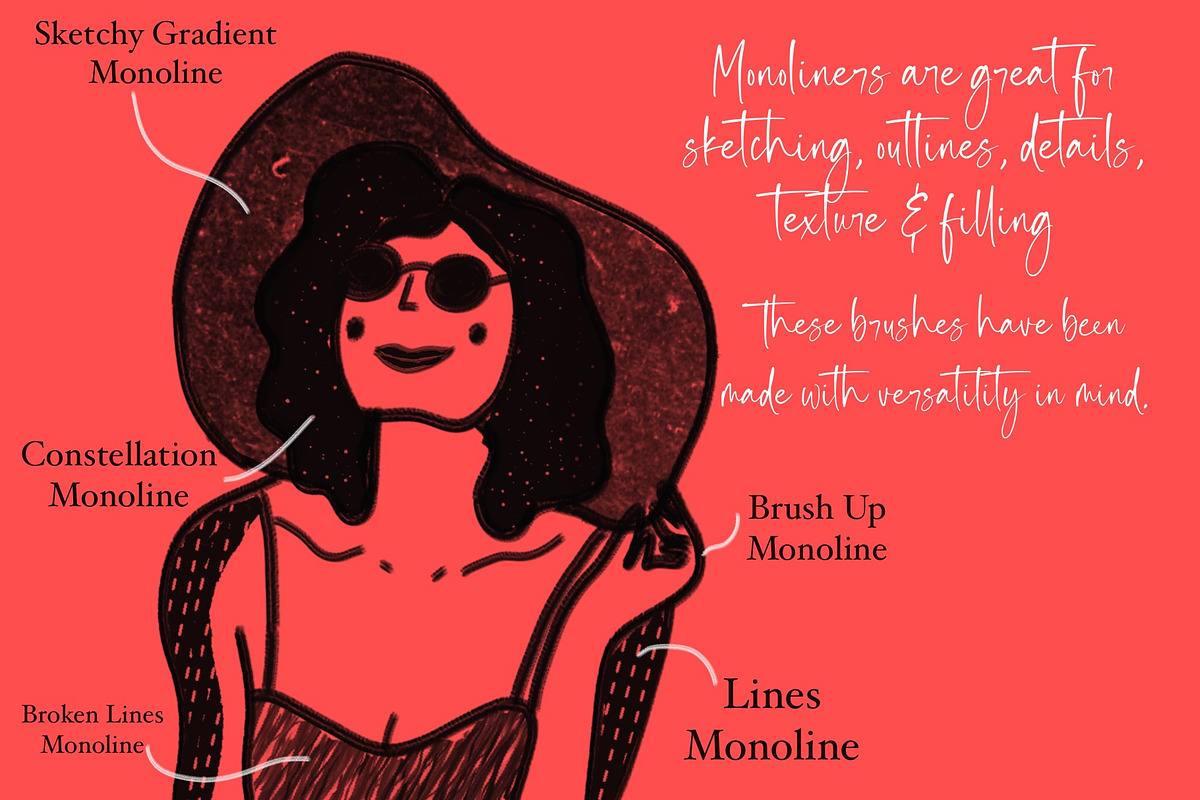 Monoliner Brushes for Procreate, a Brush Add-On by KJP Designs (Photo 4 of 10)