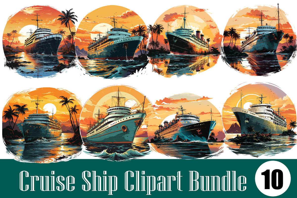 Cruise Ship Clipart Bundle, an Illustration by Wow Magic