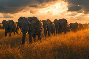 Elephant Herd Silhouette: Majestic e, an Animal Photo by Pixeness Studio
