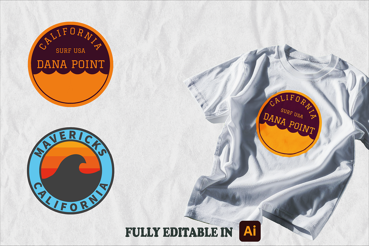 Vintage Beach & Surf Logos Bundle, an Object Illustration by Golden Vision Studio (Photo 3 of 6)