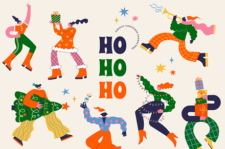 Groovy Bizarre Xmas Characters, a Seasonal Illustration by Marish