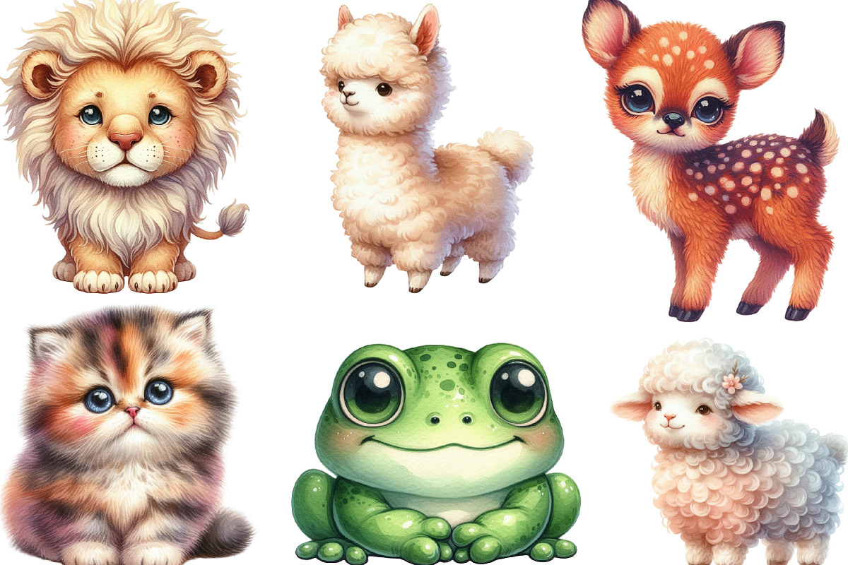 Cute Little Animal Clipart, an Illustration by Designking (Photo 3 of 4)