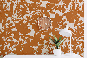 Hand Painted Ocher Flowers