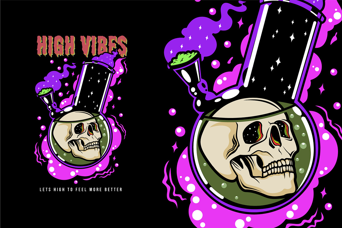 Skeleton high vibes illustration, an Illustration by Pen of God Studio