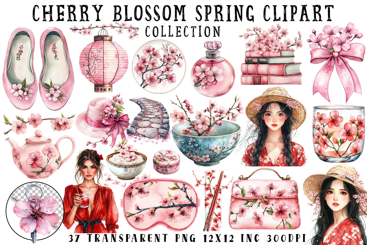 Cherry Blossom Spring Clipart, an Illustration by OK Design (Photo 1 of 6)