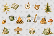 Woodland Camping Clipart, a Decorative Illustration by BigCakeBee (Thumbnail 3 of 4)