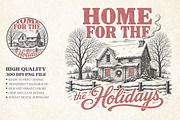 Vintage Home For The Holidays Design, a Seasonal Illustration by Libby Wishes (Thumbnail 1 of 4)