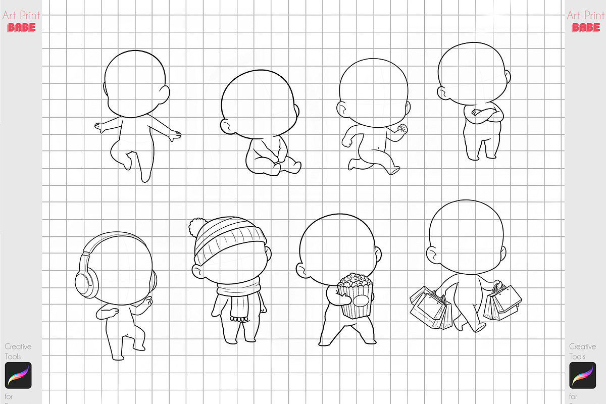 Procreate Chibi Maker Beginner Brush, a Brush Add-On by ArtPrintBabe