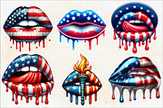 4th of July USA Dripping Lips, an Illustration by SVGArt (Thumbnail 2 of 8)