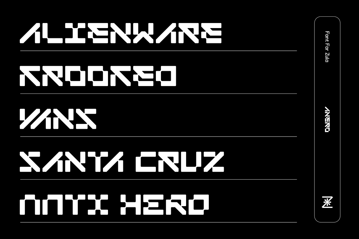 ANERO - FUTURISTIC DISPLAY FONT, a Symbol Font by Font For Zula™ (Photo 8 of 11)