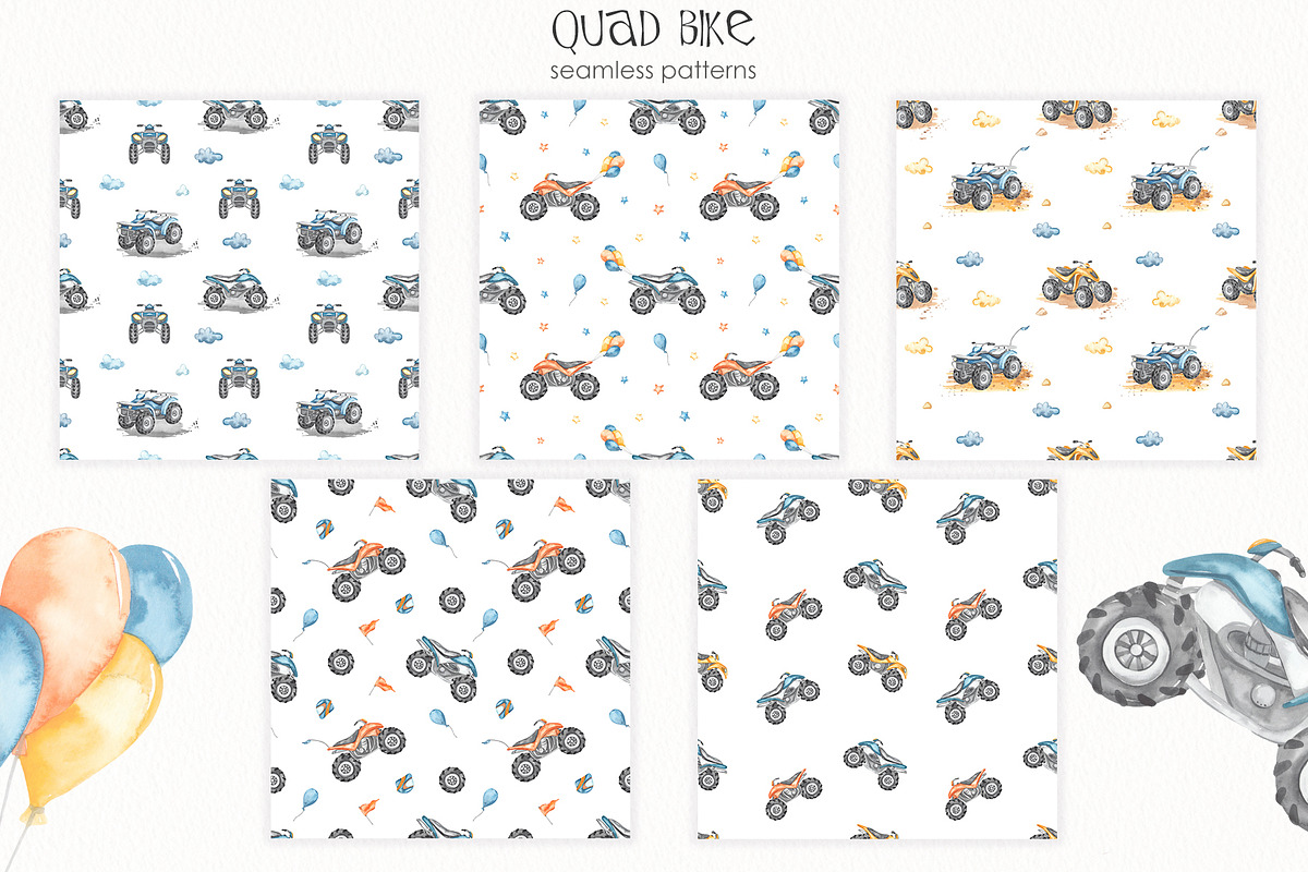 Quad bikes watercolor, a Transportation Illustration by Marina Ermakova (Photo 9 of 11)