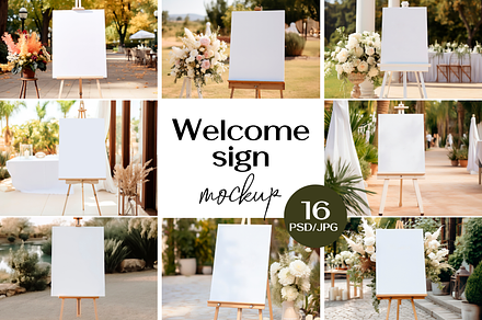 16 Welcome Sign Mockup Bundle, a Product Mockup by TatiMockup