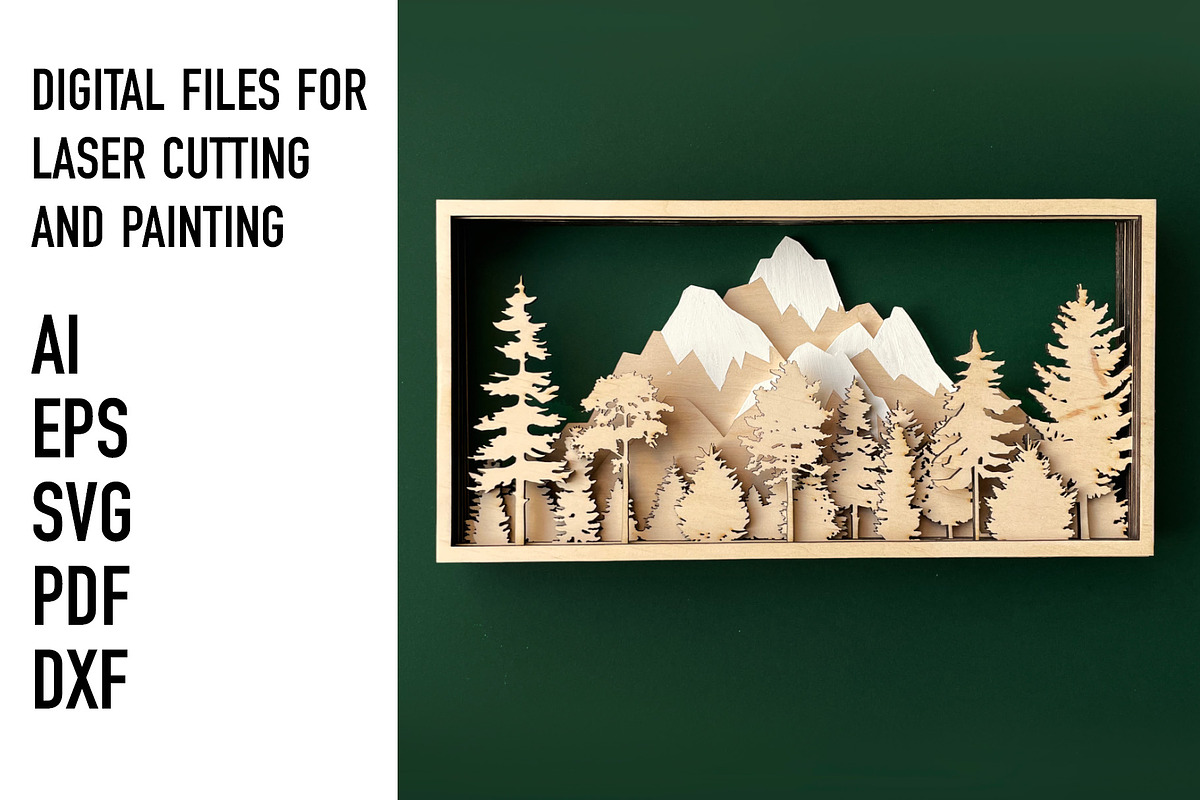 mountains and forest laser cut files, an Object Graphic by HelloWood (Photo 1 of 4)