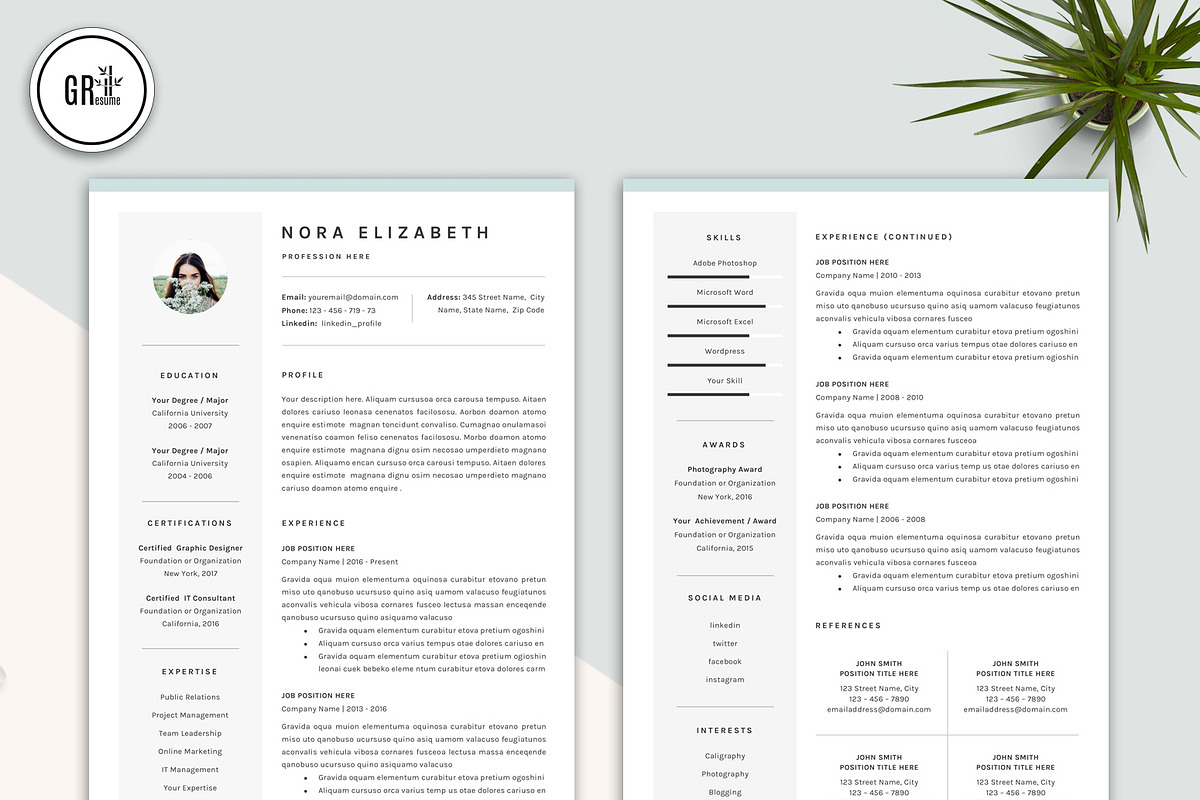 Creative Resume CV Templates, a Resume Template by GResume (Photo 3 of 7)