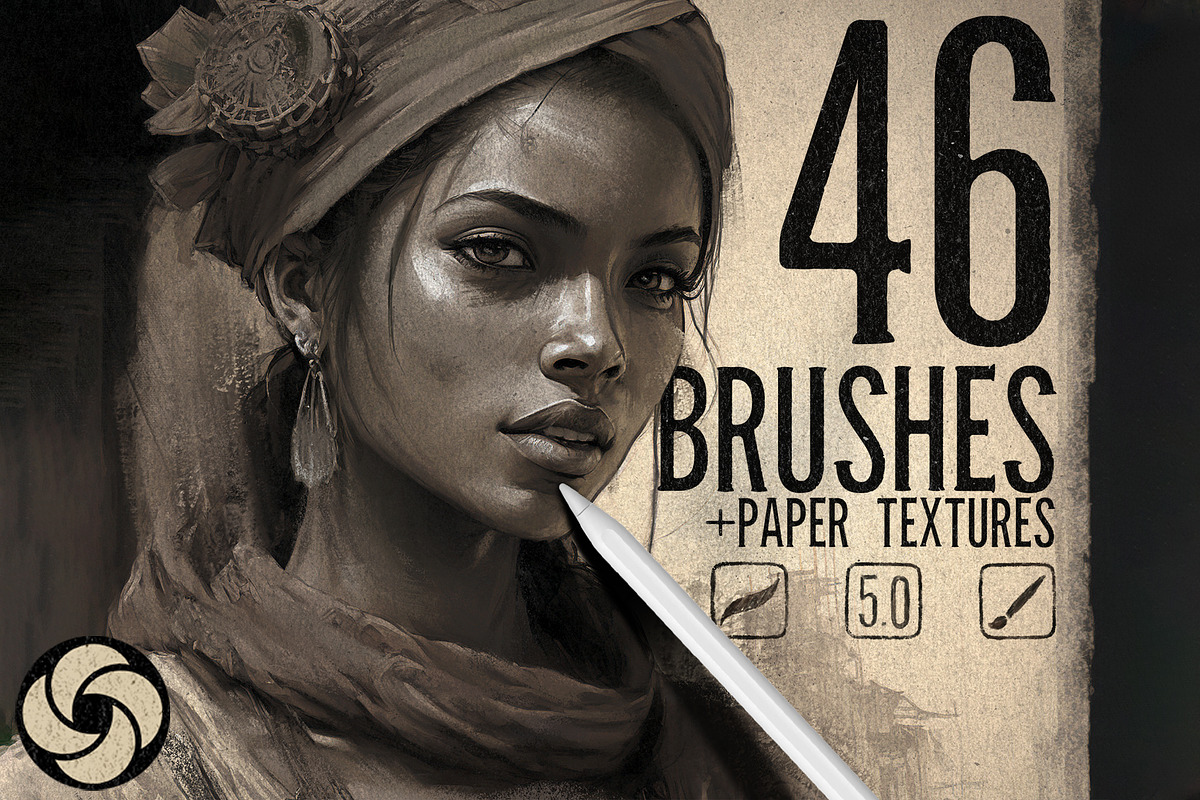46 Portrait Brushes For Procreate, a Brush Add-On by BrushArchive (Photo 1 of 10)