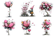 Whimsical Heart Flower Clipart, an Illustration by DreamArtGraphic (Thumbnail 2 of 4)