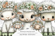 Whimsical spring lamb clipart, an Illustration by SinaCreation (Thumbnail 1 of 11)