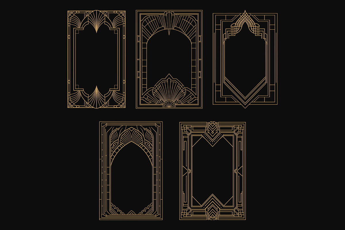 Elegant Art Deco 9 vertical Frames, a Decorative Illustration by Stanislav Kharchevskyi (Photo 2 of 3)
