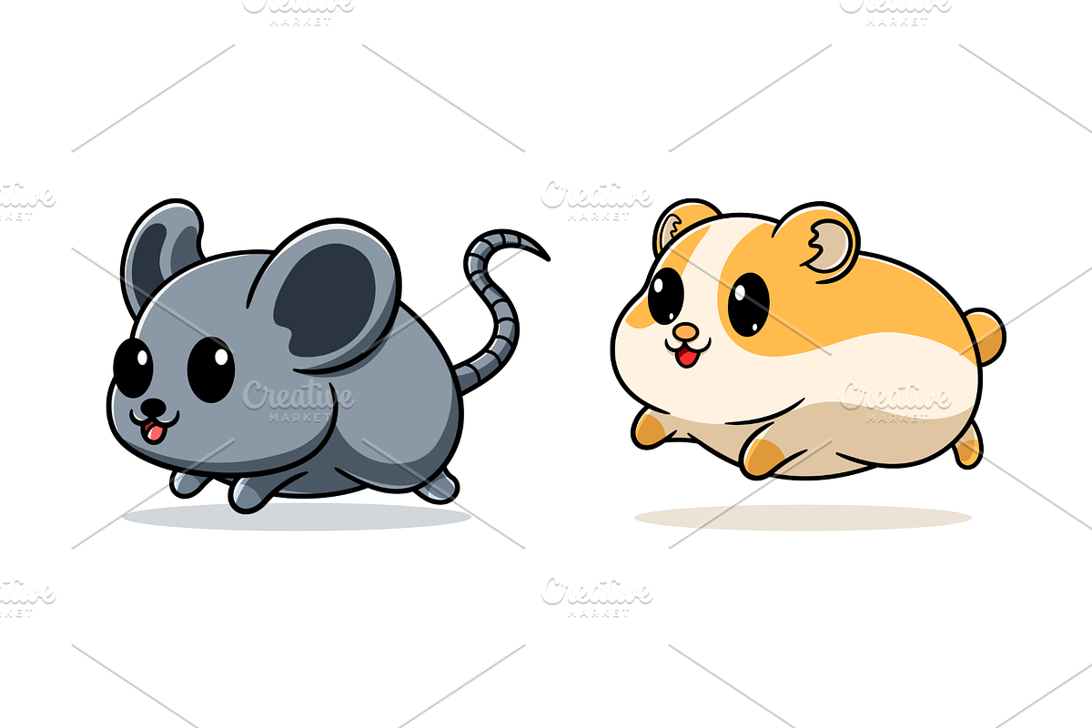 cute mouse & mouse running cartoon, an Animal Illustration by garistipis (Photo 1 of 3)