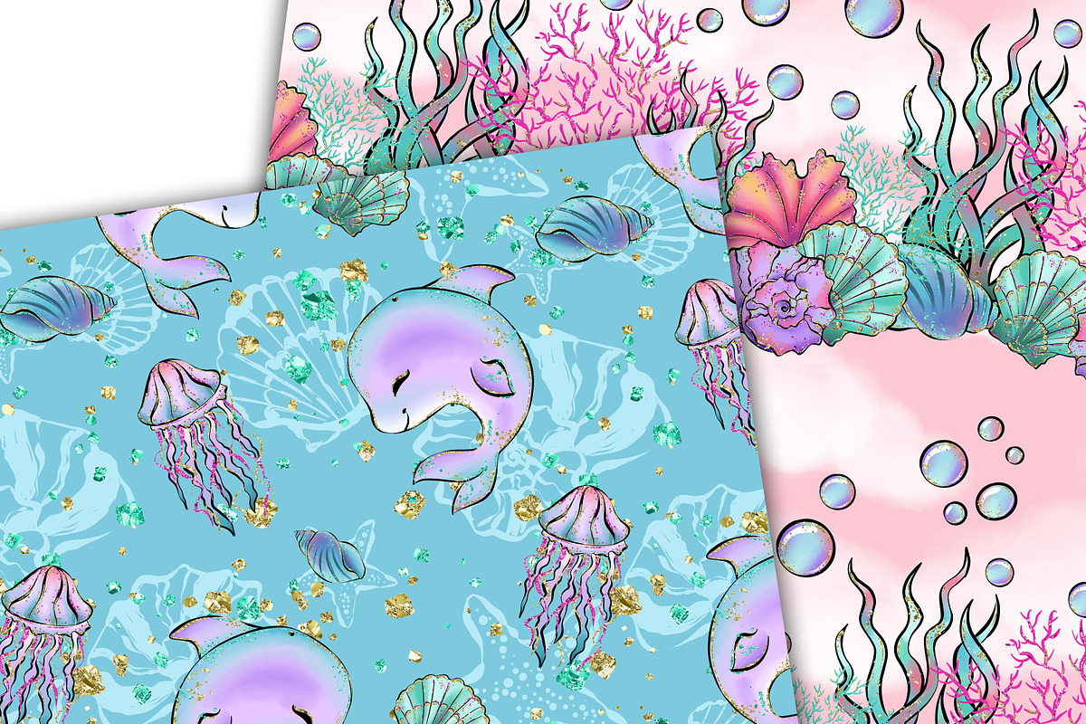 Mermaid patterns, a Pattern Graphic by DarinaDigital (Photo 6 of 6)