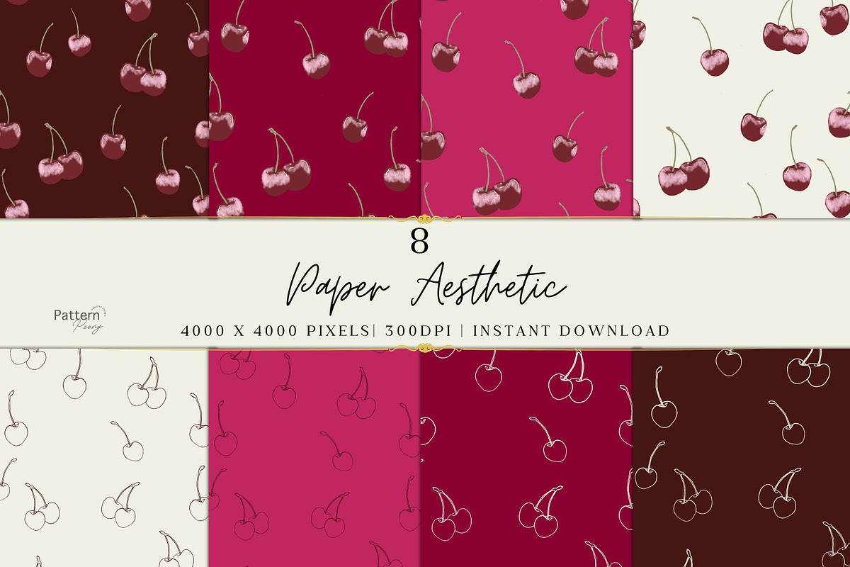 Cherry Patterns and Clip Art, a Pattern Graphic by Pattern Peony (Photo 2 of 6)