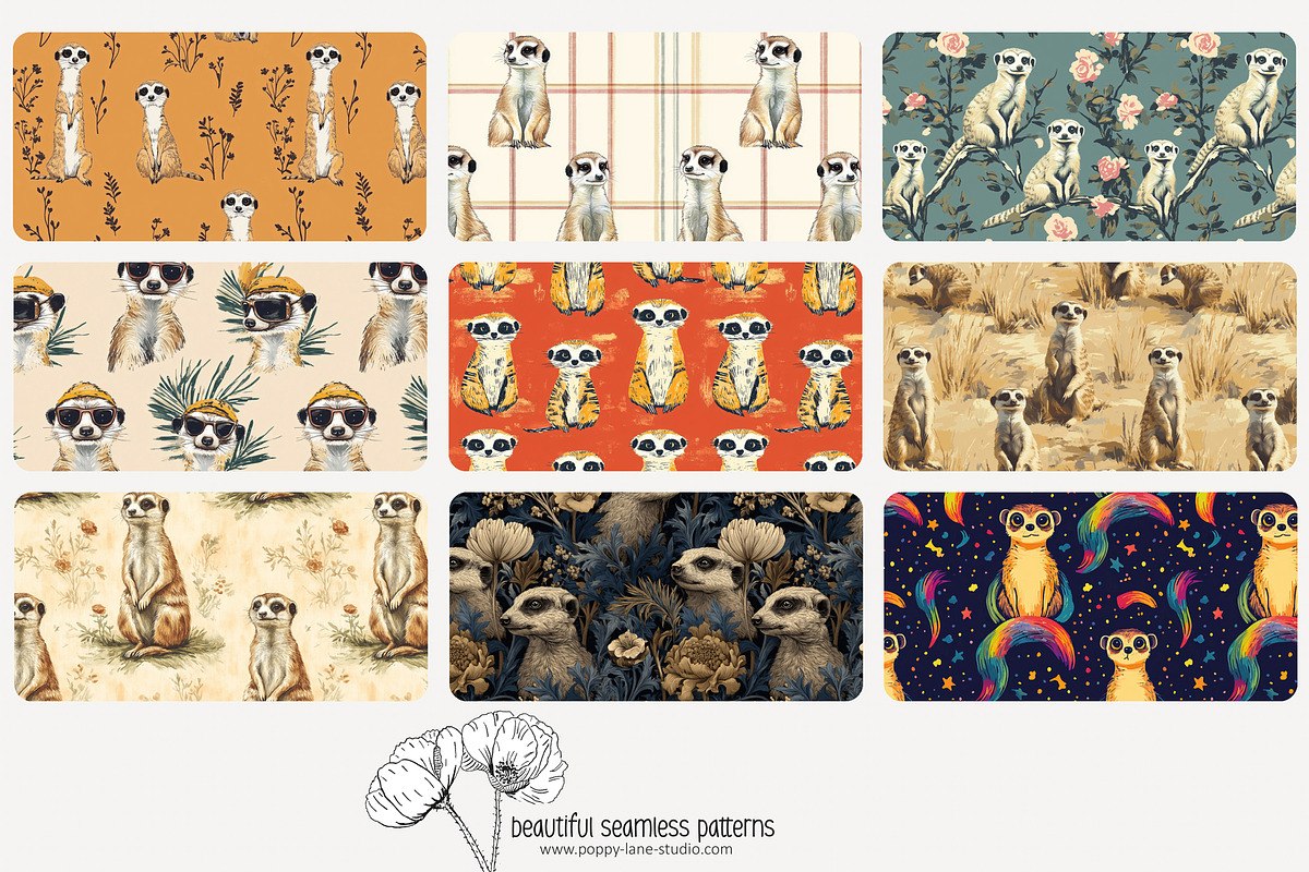 80 meerkat seamless pattern, a Pattern Graphic by Poppy Lane Studio (Photo 6 of 11)