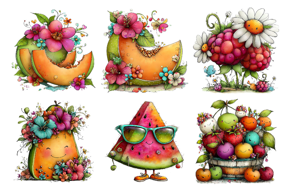 Whimsical Summer Fruit Clipart, a Seasonal Illustration by Daily.Designs (Photo 4 of 5)