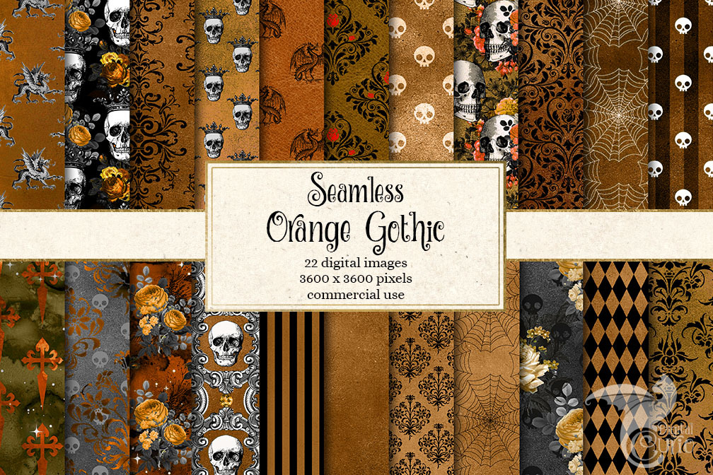 Orange Gothic Digital Paper | Graphic Patterns ~ Creative Market