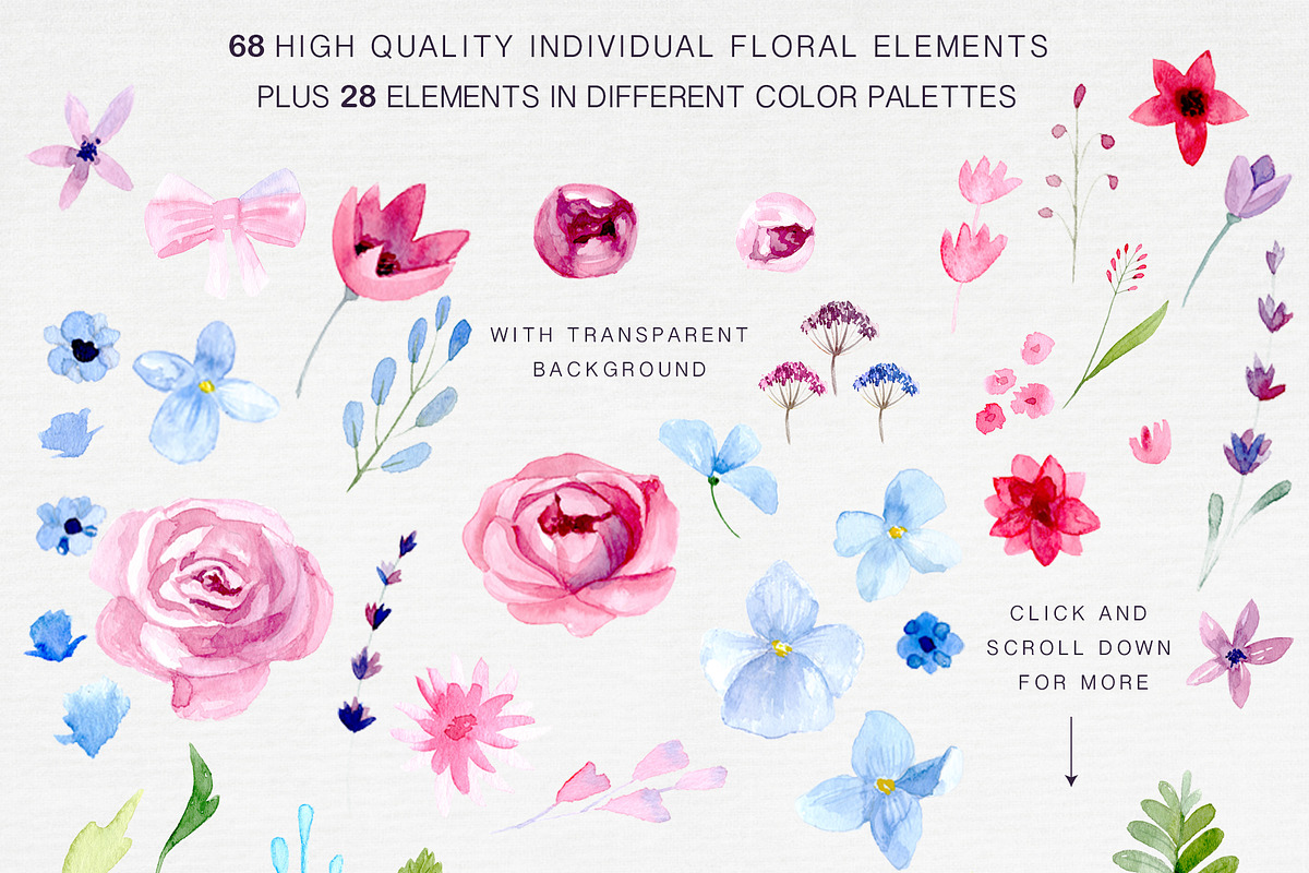 Watercolour Leaves and Floral Kit, a Texture Illustration by Maria Zebroff (Photo 7 of 11)