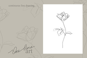 Rose Flower Continuous Line Drawing