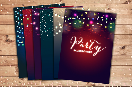 Party Lights Backgrounds EPS and JPG, a Card Template by Pixejoo