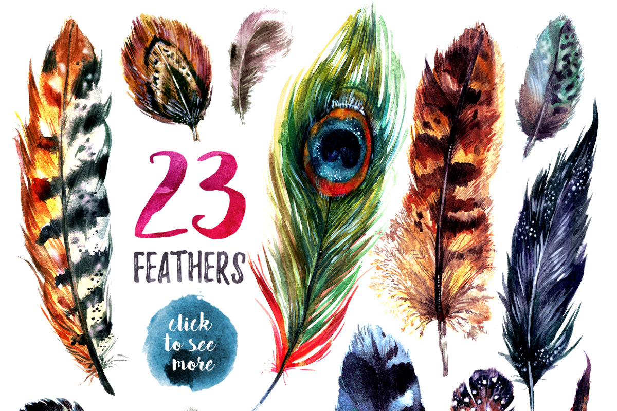 Watercolor Boho Feather DIY, a Decorative Illustration by Inna Sinano (Photo 2 of 5)