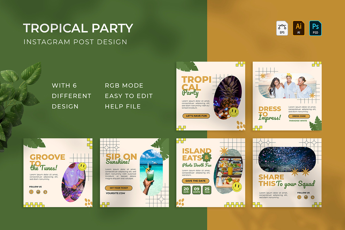 Tropical Party - Instagram Post, a Print Template by VUNIRA