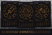 SET / 2018 CALENDAR / golden ZODIACS, a Texture Illustration by Nadin_Lebedeva (Thumbnail 4 of 11)