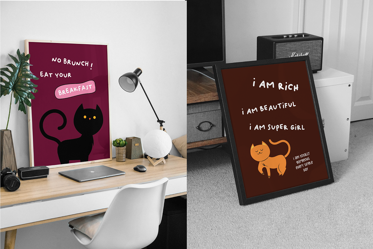 Cat Lovers Quotes Poster Wall Art, an Object Graphic by digitalsbydepi (Photo 5 of 8)